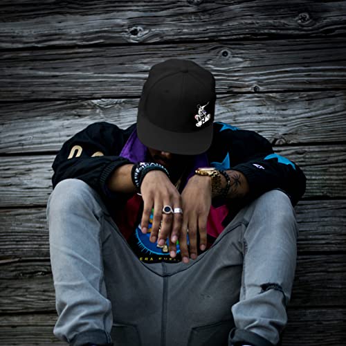 Tijeyi Skull Skateboards Hat Skeleton Hand Snapback Hats for Men Snap Backpack Flat Bill Brim Hats for Boys Teens Youth Cool Baseball Cap Hip Hop Outdoor Extreme Sports Skate Hats Accessories
