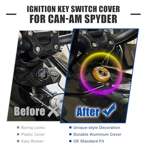 KAMIYONG Ignition Key Switch Cover Ring for Can Am Spyder F3/F3-S/F3-T/F3-L 2015-2026 RT/RT-L 2011-2026 All Models, Aluminum Ignition Lock Cylinder Ring Trim Cover for Spyder Accessories(Gold) by KAMIYONG - Image 4