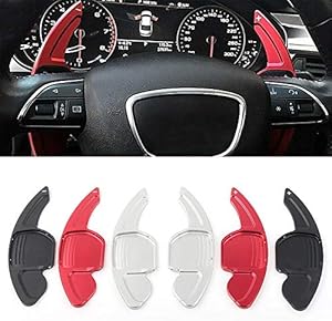 Three T Red Steering Wheel Shifter Extension Shift Paddle Trim Cover Protector For Audi A4L A5 A6L A7 A8 S5 S6 S7 S8 2013-2016, Q5 Q7 2013-2015, TT TTS 2010-2014
