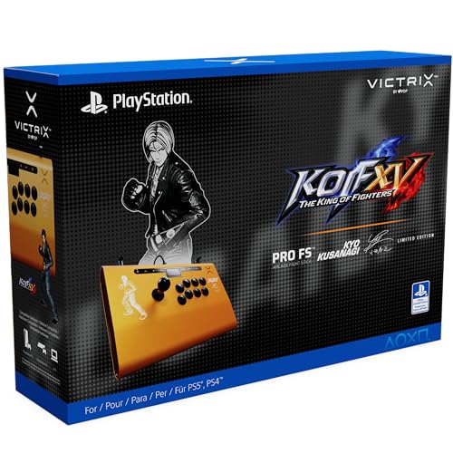 PDP Victrix Pro FS Playstation Fight Stick for PS4, PS5, PC, Durable Aluminum, Sanwa Denshi Buttons, Ergonomic Wrist Slope, Detachable Joystick, Tournament Grade for Fighting Games KOF Kyo