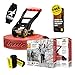 GIBBON ClassicLine XL Slackline Red with TreeWear - 82ft Slack Line - 74ft x 2” Line & 8ft Ratchet Strap with Reinforced Loop - Signature Ratchet