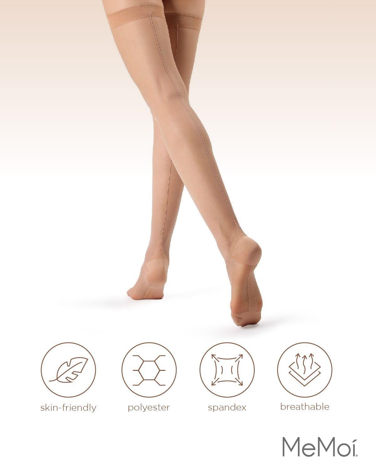 MeMoi Plus Backseam Thigh High Stockings for Women, Comfortable Sheer Thigh High Stockings - Sizes Small - Q2: Medium-Large Nude-nude