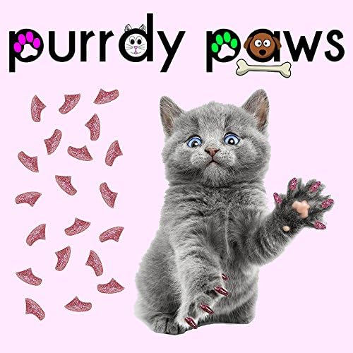 Purrdy Paws Soft Nail Caps for Cat Claws Pink Glitter Small