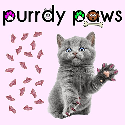 Purrdy Paws 40 Pack Soft Nail Caps For Cat Claws Pink Glitter Small #TOP3