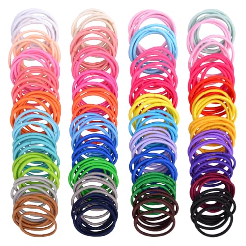 Image of 400PCS Small Hair Ties,No Crease Baby Hair Ties for Girls | 40 Colors 2CM in Diameter Elastic Hair Ponytail Holder Hair Accessories for Baby Girls Infants Toddlers Kids