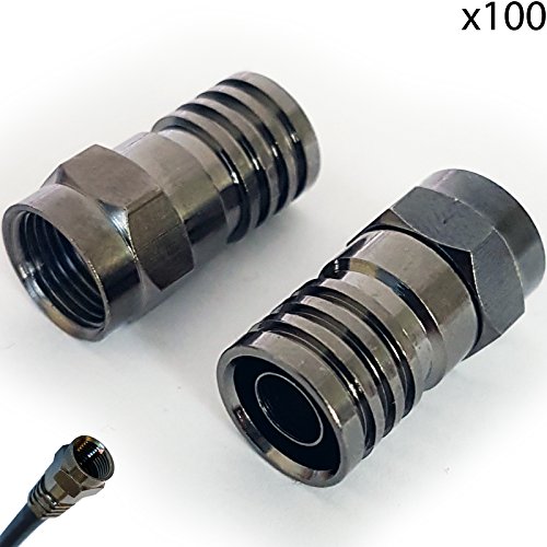 Loops 100x QUALITY Outdoor RG6 F-Type Male Hex Crimp Connectors – Aerial/Coaxial CT100 RG6 Sky – Satellite Cable Video Screw Plugs