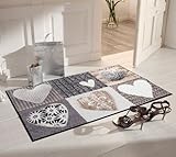 QUALITÄT UND DESIGN: waschbare Fußmatte in modernem Design; aus 100 % Polyamid/Kräuselvelours, emcoFlex Gummi, PVC-frei; in Deutschland produziert von Efia.