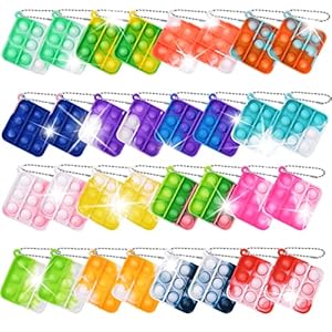 Ainiv 32 stuks Mini Pop Push It Fidget Toy sleutelhanger, kleurrijke siliconen pop bubble sensorisch speelgoed, bulk, pop-bubbelspeelgoed, anti-stress voor autisme, stressvermindering, kinderen en