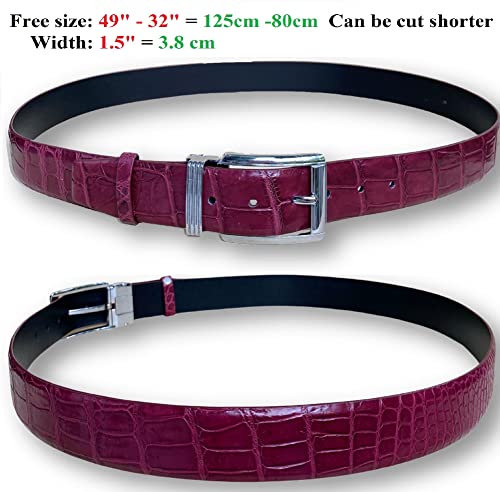 Image of vinacreations AIIigator Belt Leather Strap Belts 1.5 inch Width Adjustment Removal Buckle Jean Dress Croc Handmade