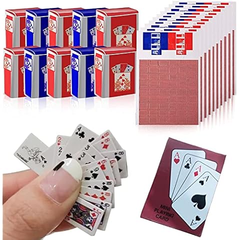 10 Decks Mini Playing Cards, 1:12 Dollhouse Miniature Dollhouse Games Poker Playing Cards Tiny Magic Poker Decks Cards for Teens & Adults Festival Party Game Supply Cover