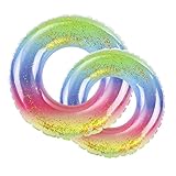 TSHAOUN 2 Stück Aufblasbarer Schwimmring,Transparent Schwimmreifen,Aufblasbarer Pailletten Schwimmring and für Kinder und Erwachsener