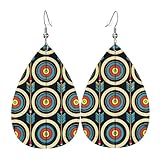 Teardrop Faux Leather Earrings Archery Target For Women Lightweight Leather Dangle Drop Earrings