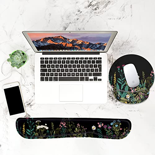 Ergonomic Mouse Pad Wrist Support and Keyboard Wrist Rest, Mousepad with Wrist Rest, Memory Foam Keyboard Pad, Easy Typing, Pain Relief, Perfect for Gaming, Computer, Laptop,Office, Garden Flowers - Thumbnail 7