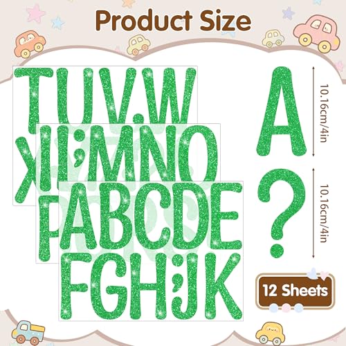 Image of Glitter Letter Stickers, 4 Inch Large Letters for Poster Board (Green) | 160 PCS,Self-Adhesive,Vinyl Alphabet Stickers,Bulletin Board Letters for Classroom,Party,DIY Crafts,Home,Office,Mailbox Decor