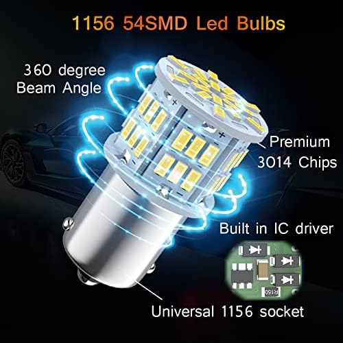 1156 LED 리버스 라이트 블럽 2개, 12V-24V 1141 1003 7506 BA15S 전구 — 사진 4