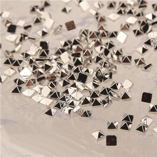 Chunmeng Mini Nail Art Studs for Acrylic Nails Jewels, and DIY Crafts Alloy Spike Studs Nail Supplies for Women Girls (3 Pack Silvery)