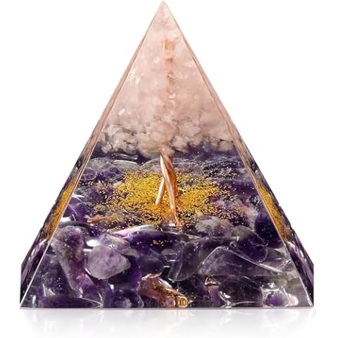 EternalOrgone Tree of Life Orgone Pyramid for Positive Energy,Peridot&Lapis Lazuli Healing Crystal Pyramids for Reduce Stress Chakra Reiki Healing Meditation(Purple-2) Cover