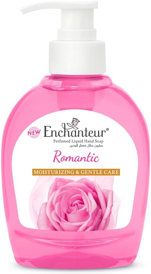 Enchanteur Romantic Liquid Hand Soap - 250ml | Immerse Your Senses in a Romantic Symphony of Bulgarian Roses and White Jasmine | Gentle Cleanse, Long-Lasting Fragrance