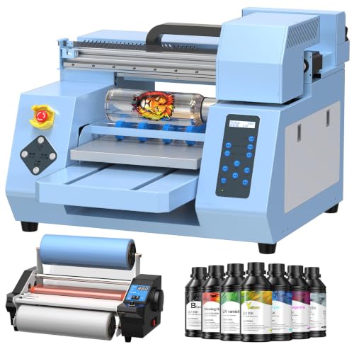 MZK A3 Dual XP600 Print Heads UV DTF Printer - All-in-One UV DTF Transfer Printer with Laminator for Acrylic, Metal, Leather, Golf, Bottle, Phone Case and More (White, 3047Pro UV Printer)