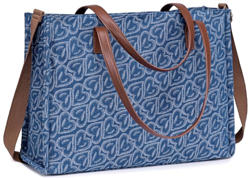 Sac fourre-tout pour ordinateur portable pour femme - Sac à bandoulière en toile de 15,6 pouces - Sac à main pour enseignant - Mallette de bureau