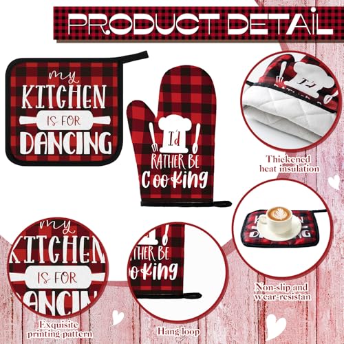 Fourluoo 10 Pcs Red Buffalo Plaid Kitchen Set by Fourluoo - Used condition - Image 5