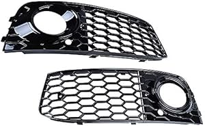 A Pair Mesh Style Plated Front Bumper Car Fog Light Cover Vent Grille Compatible with Audi A4 B8 2008-2012 2009 2010 2011