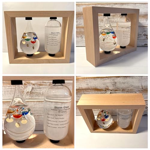 GALILEO WEATHER STATION | Glass thermometer | Weather forecaster | Weather gift | Glass Galileo with storm glass | Weather thermometer | 14cm (H) x 17cm (W) x 5cm (D)