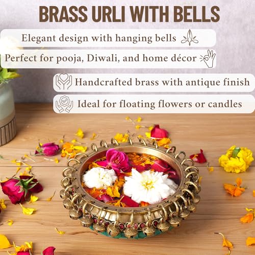 Image of Niyara Handmade Earthenware Clay Decorative Bowl, Urli, Flower Pot (Urli Round Shape)