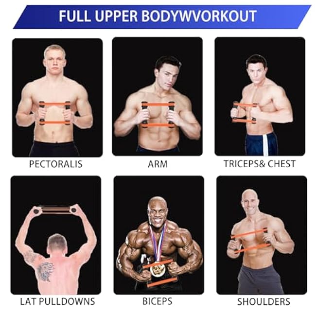 Rip Stick Efficient Upper Body Workout Equipment,Rip Muscle Workout Stick, Adjustable Resistance Bands with Wooden Handles, Portable Exercise Equipment, 8 Ripstick Bands