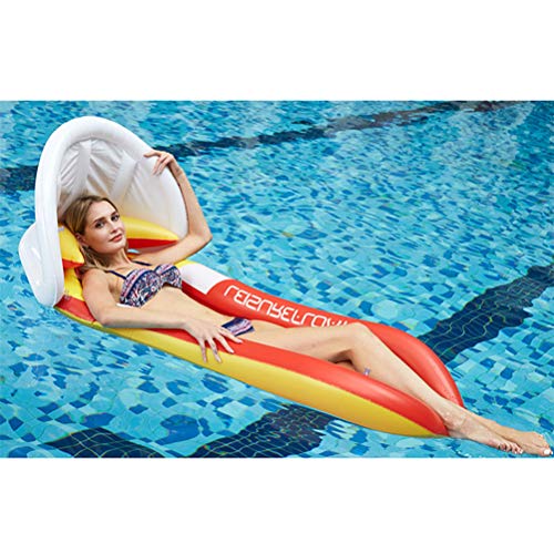 BESPORTBLE Boia de Piscina Rede Inflável Espreguiçadeira para Piscina com Cobertura para Guarda-sol