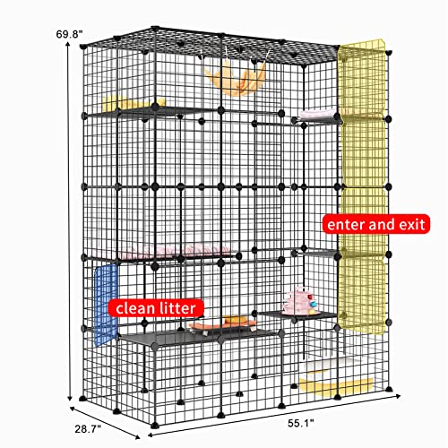 Eiiel Diy Large Cat Enclosure Outdoor Cat Cage Cat House With 6 Jumping Platforms For Play Catio With Large Entrance Easy To Clean #TOP6