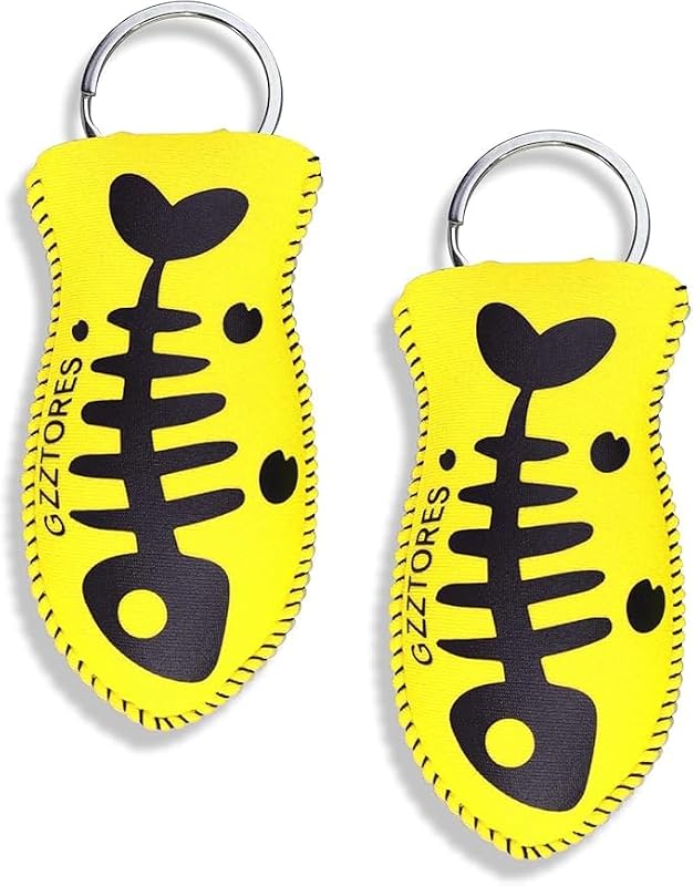 Chaveiro Flutuante para Barco em Formato de Peixe com Argola de Aço Inoxidável GZZTORES Amarelo Fluorescente, Kit com 2 unidades