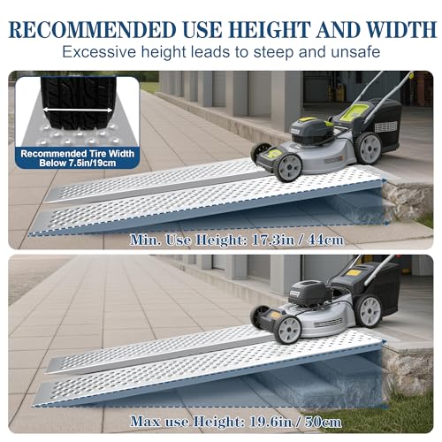 TEUWXLO Aluminum Shed Ramp Pair-72 L x 8.5 W-2pcs,880 lb Heavy-Duty Capacity,Lightweight 9.37 lb Each,Perforated Non-Slip Traction for Lawn Mower, Motorcycle, Wheelbarrow, ATV, Farm & Workshop by TEUWXLO - Used condition - Image 8