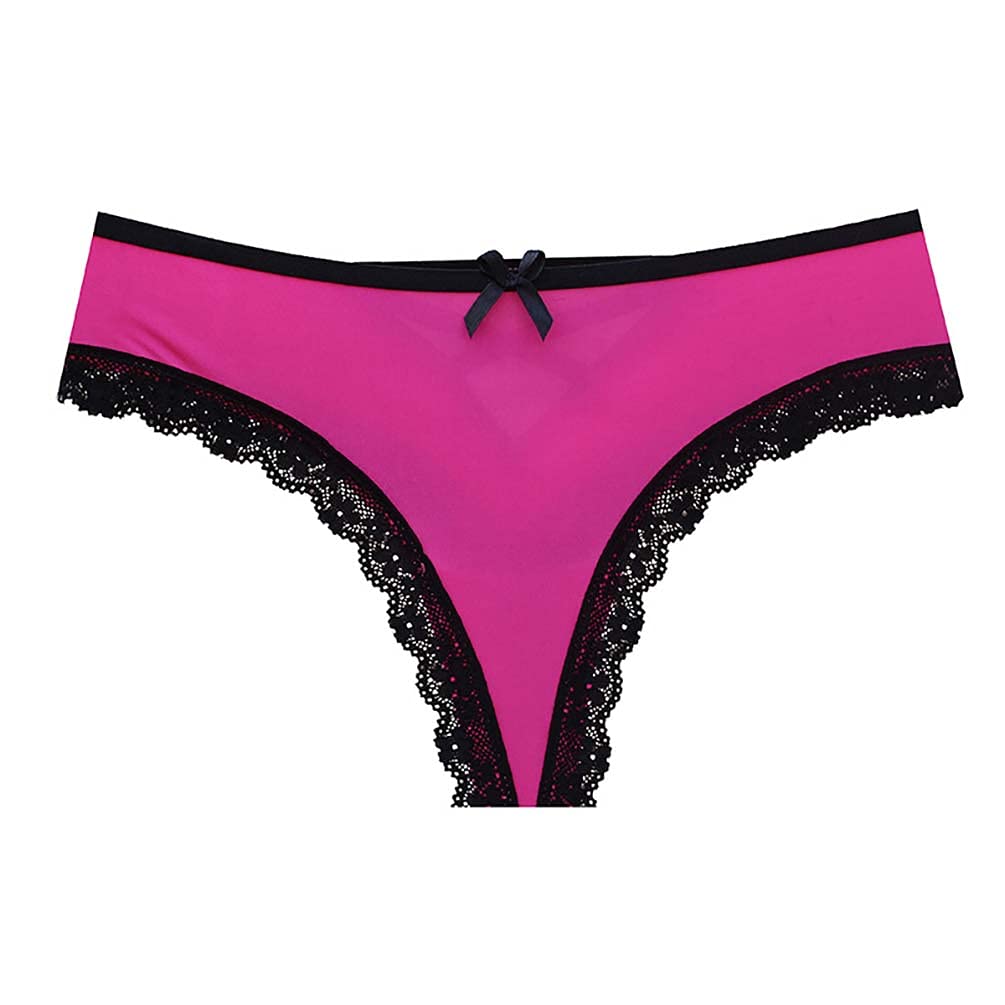 Womens Lace Trim Thong Panties G-String Back Criss Cross Thong Bikini Hipster Panties Underwear