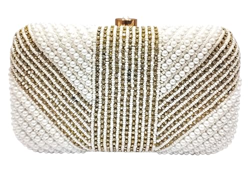 Image of Women & Girls Embroidered Gold Clutch Purse for Party Wedding