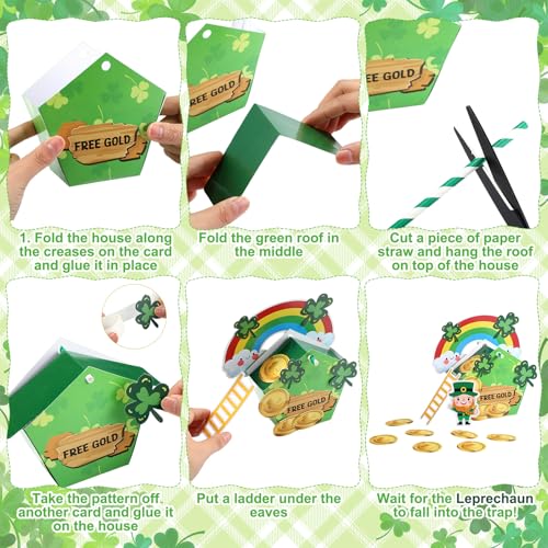 Motionchic 12 Sets St. Patrick's Day Leprechaun Trap Kit Bulk Catch a Leprechaun Trap Kit St Patricks Day DIY Crafts Supplies Green Rainbow Irish Holiday Activity Party Decorations Favors Gifts by Motionchic - Image 4