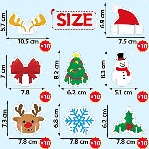 RMMD 80 PCS Christmas Wine Glass Decorations Cards Charms Christmas Glass Toppers Christmas Wine Glass Cards Markers Christmas Cocktail Accessories Drinking Decorations for Christmas Party Supplies