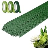 anyuan boy 150 Stück Blumendraht Grün mit 3 Rollen Floristenband 30cm Draht...