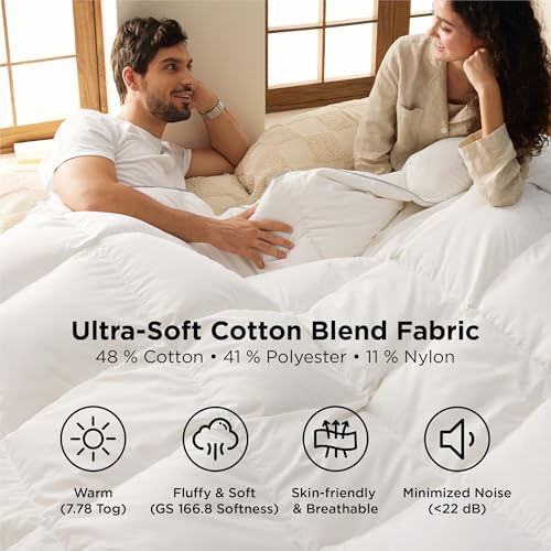 Image of Bedsure PureWoven Feather Down Comforter Queen Size, All Season Duvet