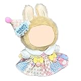 Clothes for 17cm Dolls(NO Doll) - Cute Ice Cream Dress 3-Piece Set (Hat+Top+Skirt) for 17cm Dolls, Pastel Outfit with Ice Cream Cone Design
