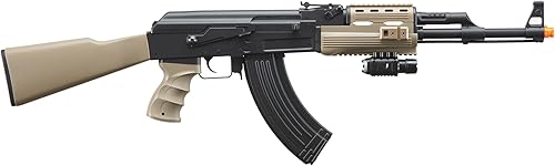 Vista 2 de GoldenBall Airsoft Tactical Durable AK47 AEG con kit de pistola de resorte, batería y cargador, láser, linterna, 0.00 oz BBS incluido Negro