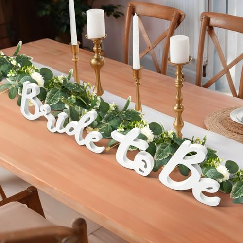 APUDWN Bride to Be Table Sign with Artificial Eucalyptus Garland,
