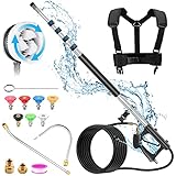 �������� ������ Pressure Washer Extension Wand, Aihand 24FT Telescoping Power Washer Wand with Gutter & Brush Cleaner Attachment, 7 Spray Nozzle Tips, 2 Hose Inlet Adapters & Belt Harness, 4000 PSI
