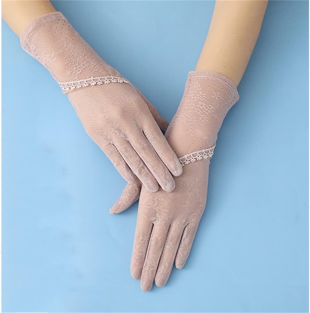 Gloves Women's Thin Short Ice Silk Touch Screen Driving Motorcycle Lace Gloves