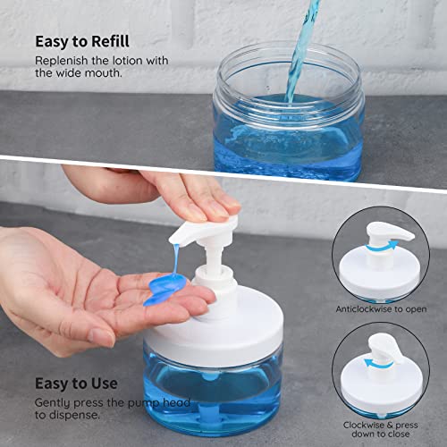 Image of Segbeauty Plastic Pump Bottles Clear, 3 Pack of 10.1oz Refillable Wide Mouth Lotion Dispenser with Labels, 300ml Empty Shampoo and Conditioner Bottle Liquid Soap Container for Travel Hotel Bathroom