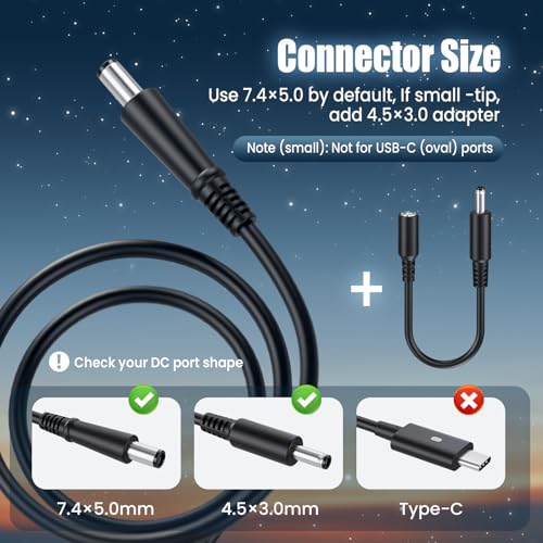 90W AC Adapter Power Cord for HP All-in-One Desktop 22-DD 24-DF 24-DP 22-B 20-B 23-Q 24-F 24-G Series, HP ProDesk 400 600 EliteDesk 800 Slimline 260 270 290, 19V 4.74A 7.4mm with 4.5mm Adapter Tip by VUOHOEG - Used condition - Image 3