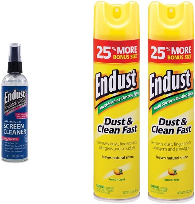 Endust for Electronics Screen Cleaner Spray Multi-Surface Dusting and Cleaning Spray, Lemon Zest, 12.5 Ounce (Pack of 2)
