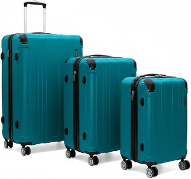 Gabbiano Bravo Expandable Hardside Suitcases with Spinner Wheels, Rolling Travel Bag Bundle, Lightweight ABS Hardshell, 3-Piece Hardside Luggage Set Green, 3-Piece set