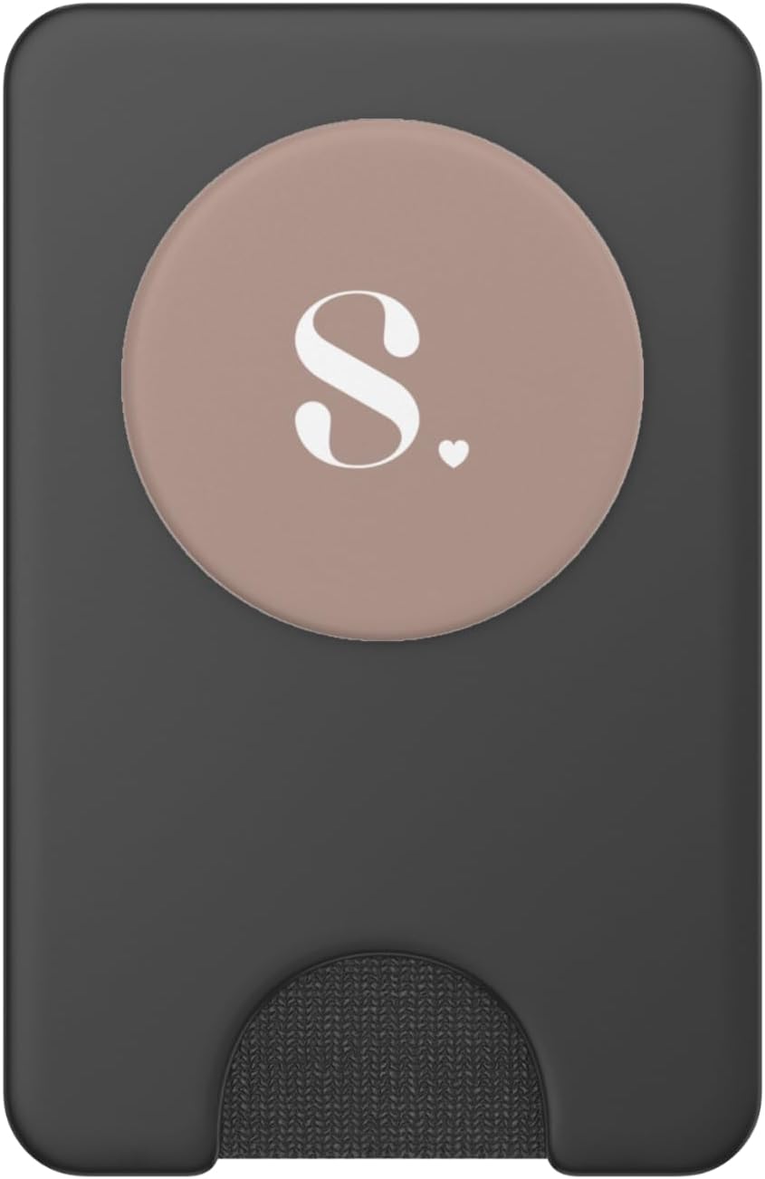 Mocha Brown Cute Letter S Initial Heart Monogram PopSockets PopWallet for MagSafe