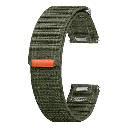 Image of SAMSUNG Galaxy Watch 7, 6, 5, 4 Series Fabric Band, Nylon, Smartwatch Replacement Strap for Men and Women, One Click Attachment, Medium /Large, ET-SVL31LKEGUJ, Green